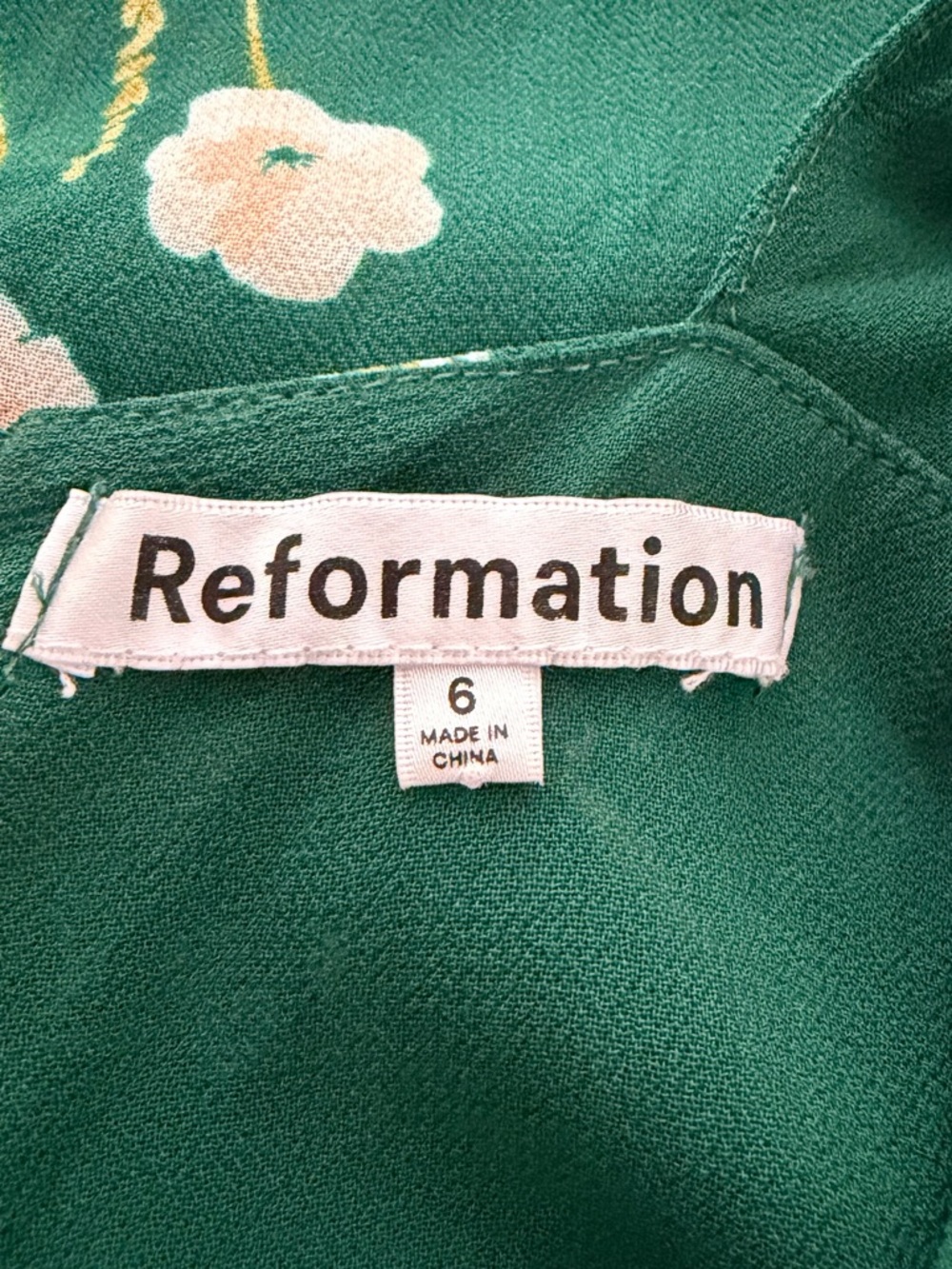 Reformation Rosi Floral Buena Green Floral Midi Dress Size 6 - Picture 4 of 9